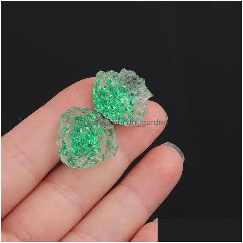 irregular crystal cluster flower resin mold crystal colorful resin druzy stud earring jewelry making for women girls valentines day