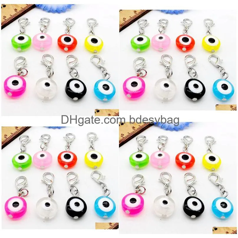 Charms 200Pcs/Lot Mixed Turkish Evil Eye Charms Lobster Clasp Dangle For Jewelry Makings Diy 32X11Mm Drop Delivery Jewelry Jewelry Fin Dhteu