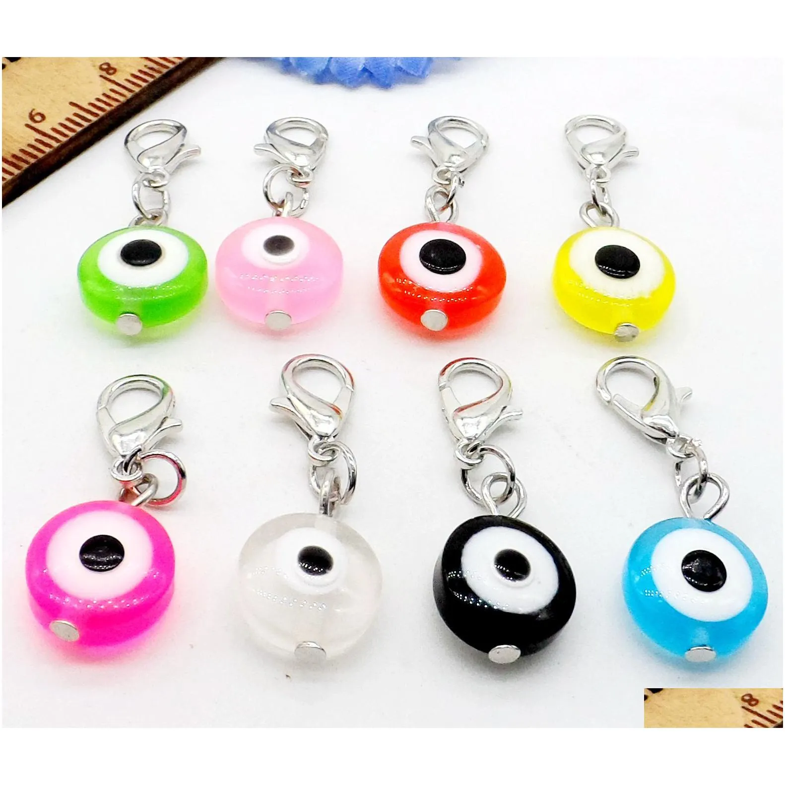 Charms 200Pcs/Lot Mixed Turkish Evil Eye Charms Lobster Clasp Dangle For Jewelry Makings Diy 32X11Mm Drop Delivery Jewelry J Dhgarden Dhugo