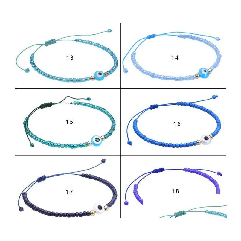 Beaded Turkish Eye Beaded Strands Bracelets Blue Evil Eyes Lucky Couple Bracelet For Women Colorf Crystal Bead Rope Chain Wo Dhgarden Dhdib