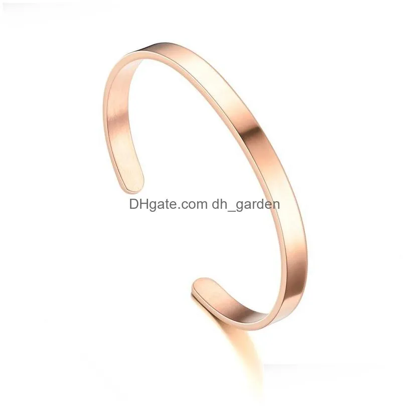 simple classic 6mm width stainless steel bangle black gold silver color cuff bracelets men women openning bangles fashion jewelry