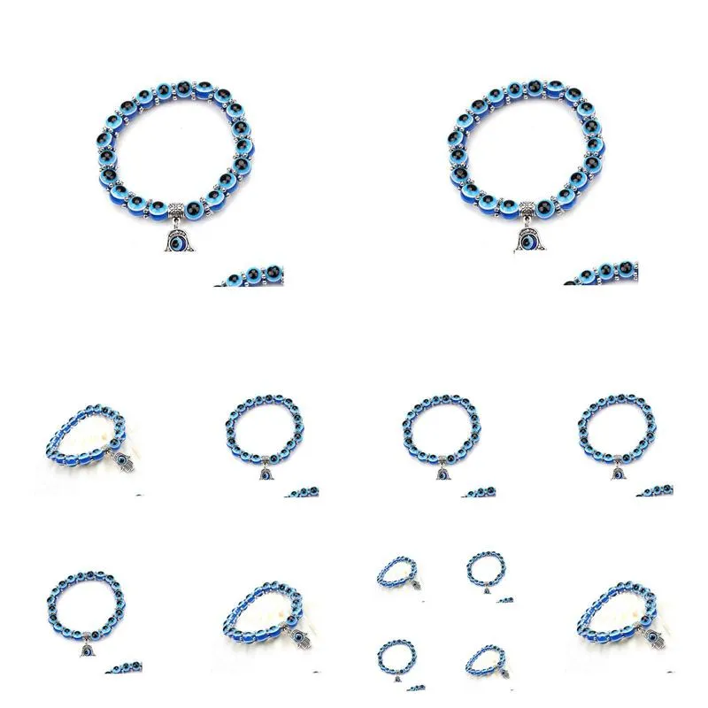 Beaded 10Pcs/Lot Fashion Blue Evil Eye Bracelets Lucky Charms Bangle Jewelry Diy For Drop Delivery Jewelry Bracelets Dhgarden Dhk2T