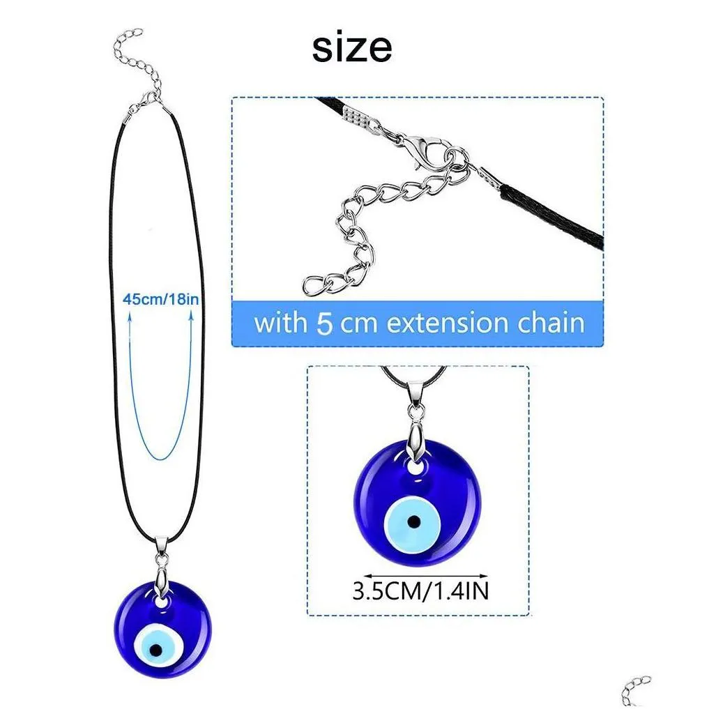 Pendant Necklaces Pendant Necklaces Blue Evil Eye Necklace - Wax Cord Lucky Amet For Women Men Fashion Jewelry Parties Gifts Dhgarden Dh0Qz