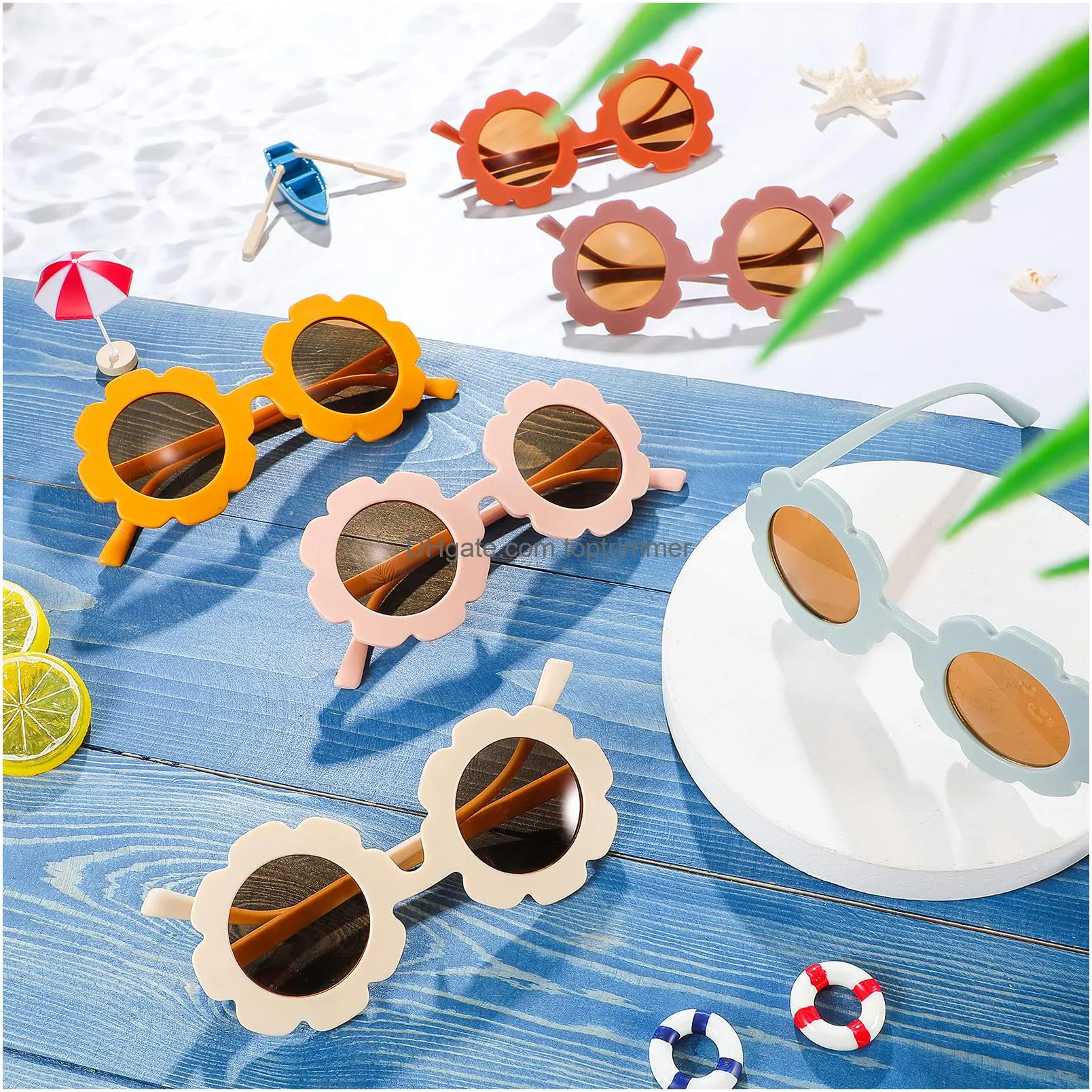 round flower sunglasses girls flower glasses cute outdoor beach eyewear for kids