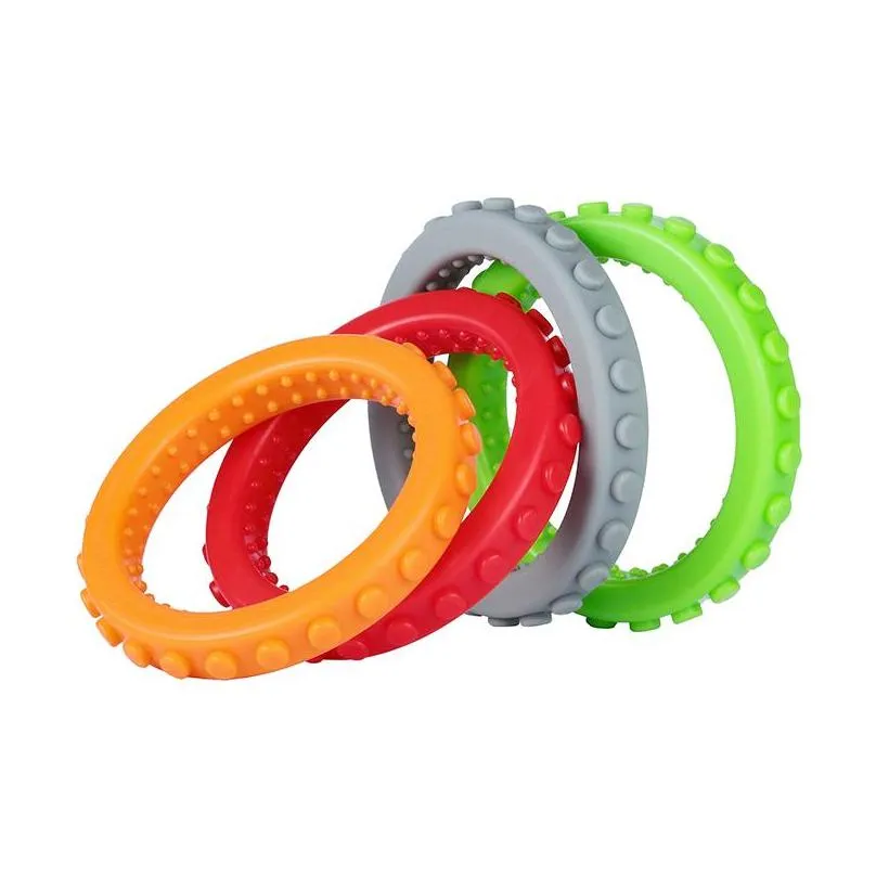 brick bracelet textured chew bangle baby teethers fda approval silicone teething toys for toddler kids autism adhd