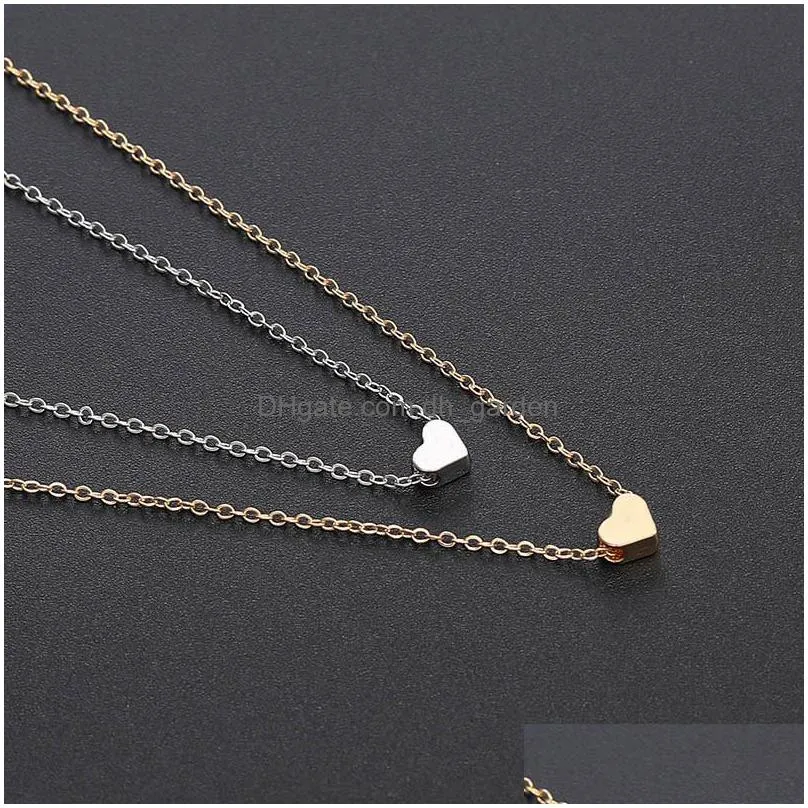 simple love heart necklace for women silver gold chain statement necklace as valentines day jewelry gift wholesale 2020z