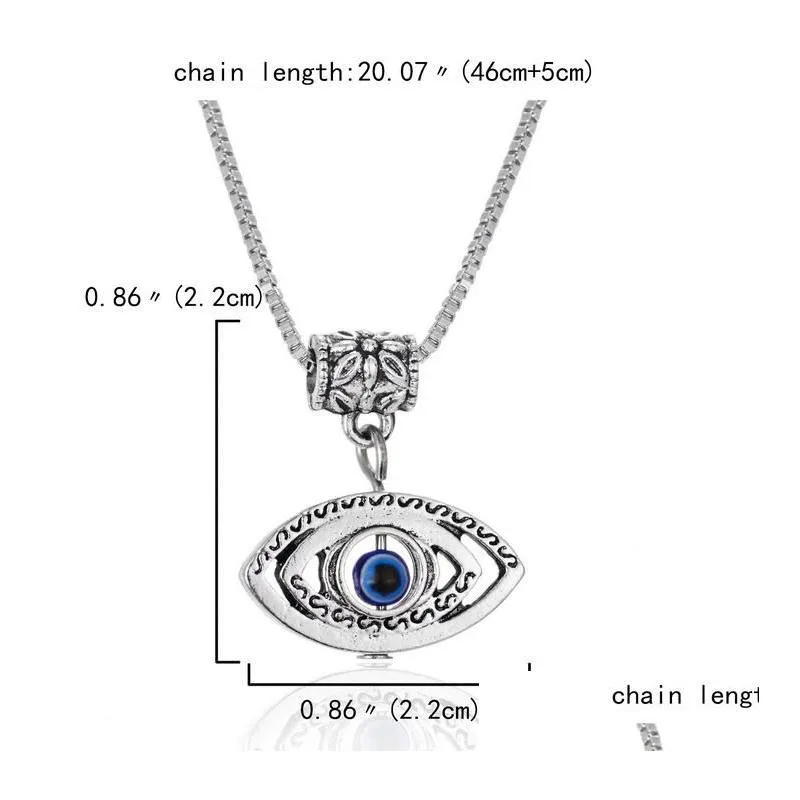 Pendant Necklaces Turkish Evil Blue Eye Butterfly Turtle Owl Palm Necklace Women Men Pendant Clavicle Chain Choker Jewelry D Dhgarden Dhctl