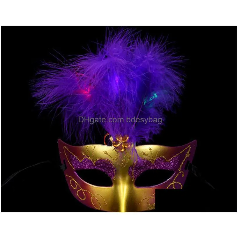 luminous feather mask bar masquerade mask halloween mask childrens toy l157