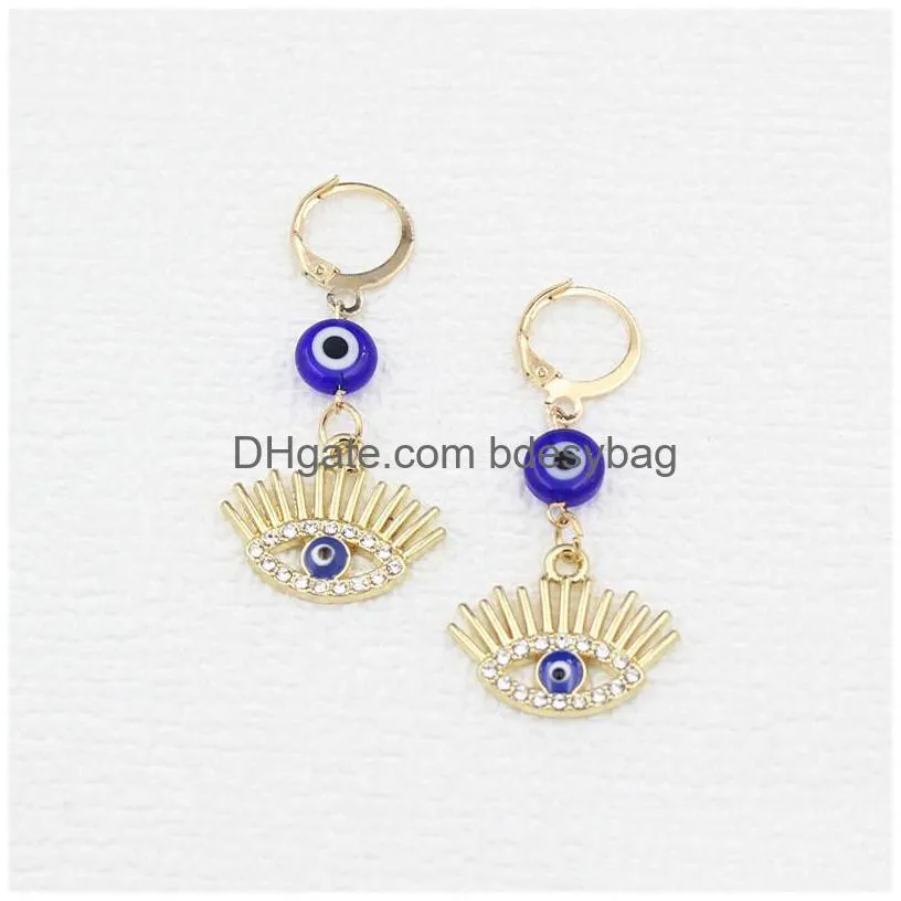 Hoop & Huggie Wholesale Evil Eye Protection Earrings Hie Rhinestone Drop Hoop Valentine Day Mother Gift Drop Delivery Jewelry Earrings Dhuz1