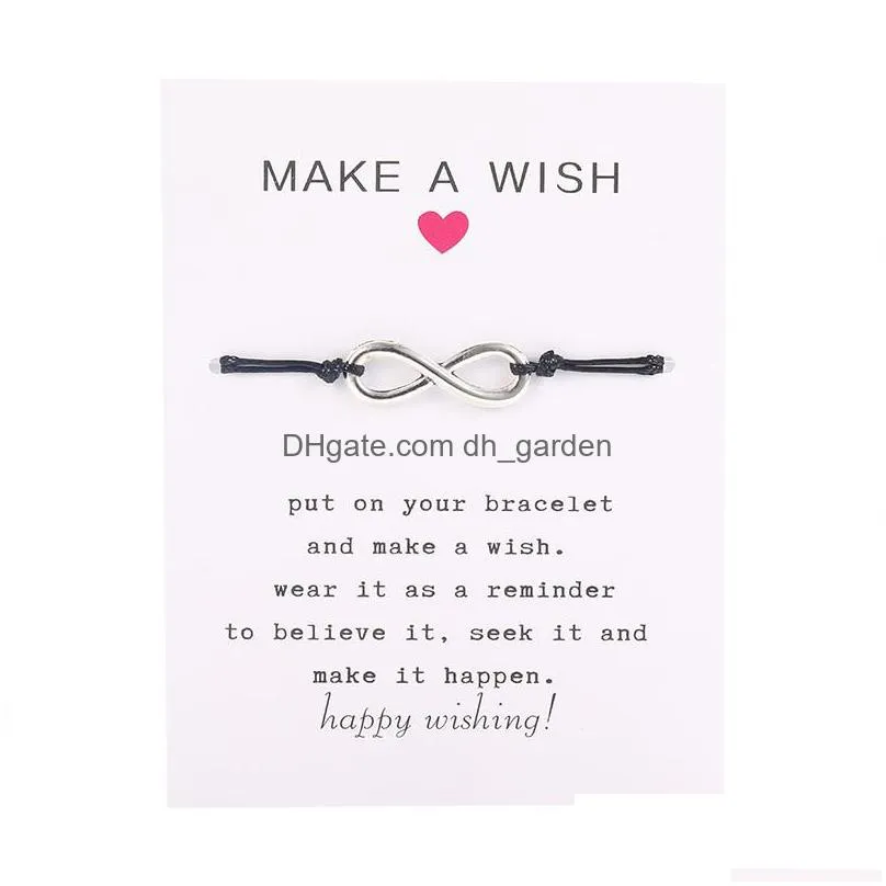 2020 hot make a wish card bracelet simple elegant wax rope adjustable chain multishapes pendant woven bracelets for women girls