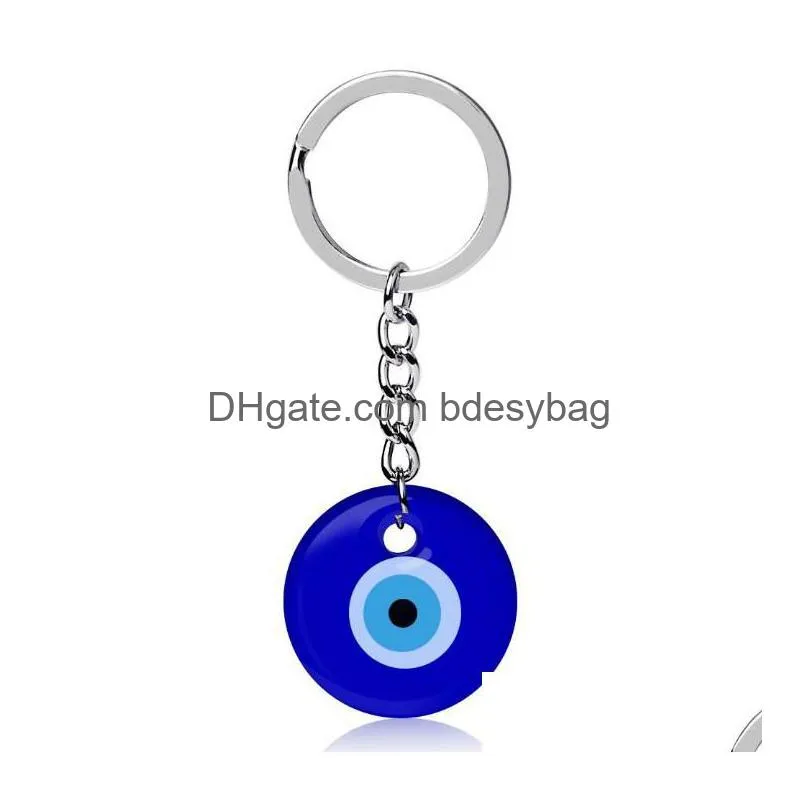 Key Rings Turkish Blue Evil Eye Key Rings Keychain Charms Pendants Crafting Glass With Keyring Hanging Ornament Jewelry Accessories Am Dhz8I