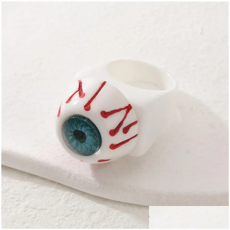 Band Rings Ring For Women Ins Gothic Punk Evil Eye Resin Acrylic Men Halloween Funny Lucky Finger Rings Jewelry Drop Delivery Dhgarden Dhnlo