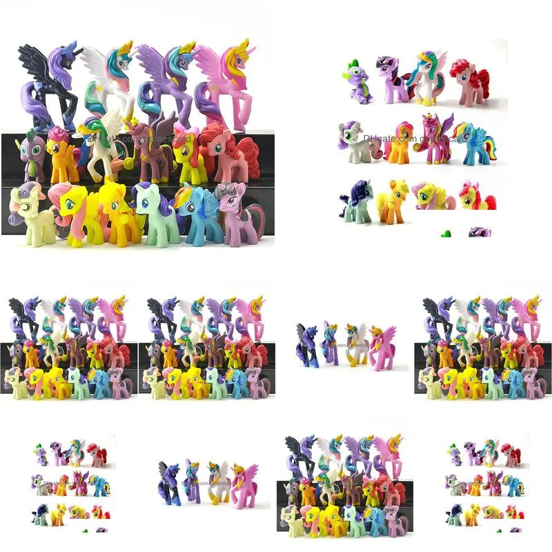 Action & Toy Figures 16Pcs/Set 3-6Cm Little Pvc Action Toy Figures Horse Princess Celestia Luna Christmas Gift For Kids Toys Drop Deli Dhyxt