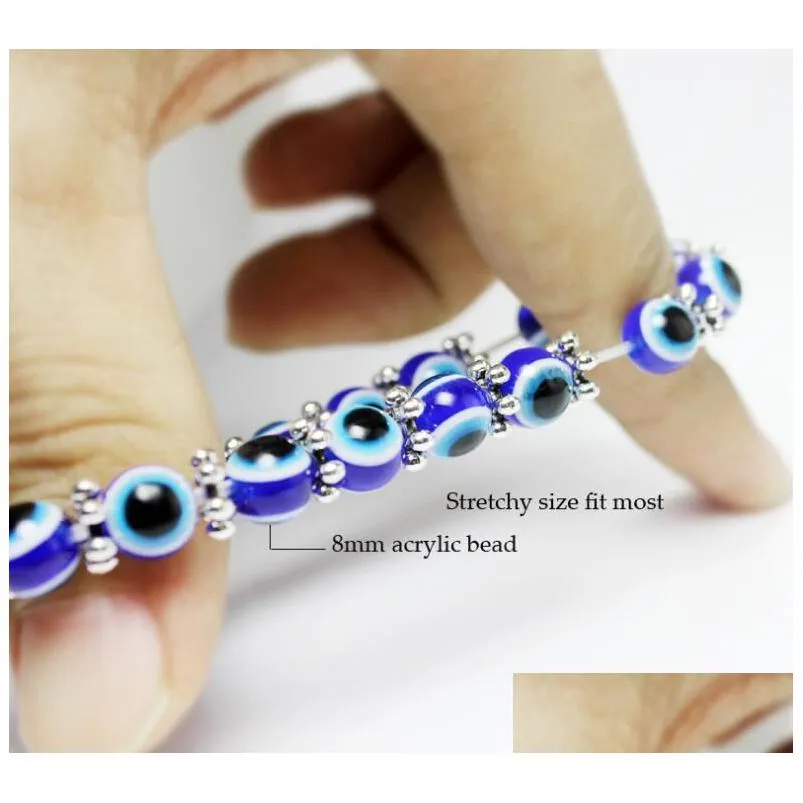 Beaded Lucky Fatima Hamsa Hand Blue Evil Eye Charms Bracelets Bangles Beads Turkish Pseras For Women Jewelry Drop Delivery Je Dhgarden Dhmh8