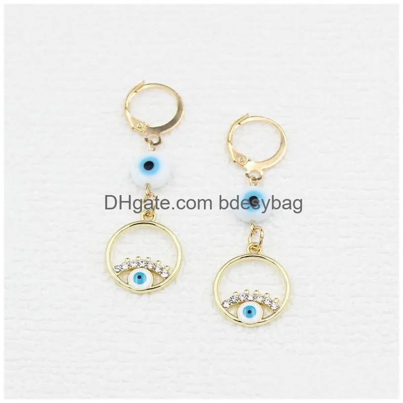 Hoop & Huggie Wholesale Evil Eye Protection Earrings Hie Rhinestone Drop Hoop Valentine Day Mother Gift Drop Delivery Jewelry Earrings Dhuz1