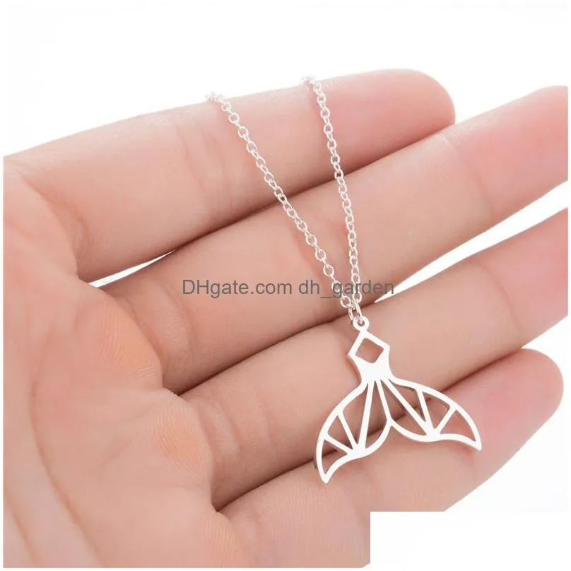 stainless steel mermaid tail pendant necklace earring set for women high quality trendy gold silver chain charm fashion jewelry gift