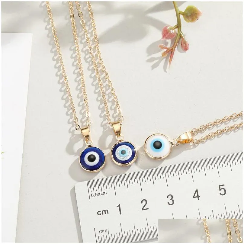 Pendant Necklaces Inspired Jewelry Gold Color Clavicle Chains Eye Pendant Necklaces Boho Ethic Turkish Evil Eyes Necklace Fo Dhgarden Dhjbr