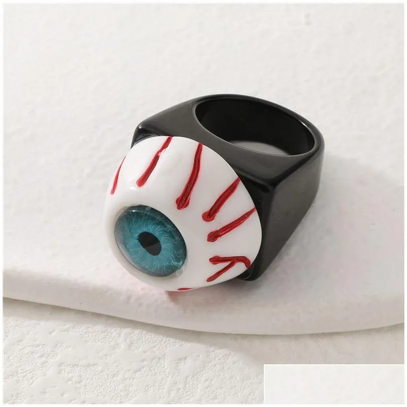 Band Rings Ring For Women Ins Gothic Punk Evil Eye Resin Acrylic Men Halloween Funny Lucky Finger Rings Jewelry Drop Delivery Dhgarden Dhnlo