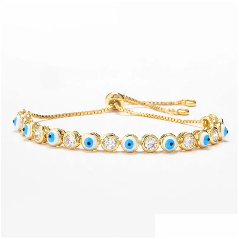 Charm Bracelets Blue Evil Eye Crystal Charm Muslim Bracelets For Women Fashion Jewelry 7 Turkish Bracelet Gold Color Plated Dhgarden Dheuc