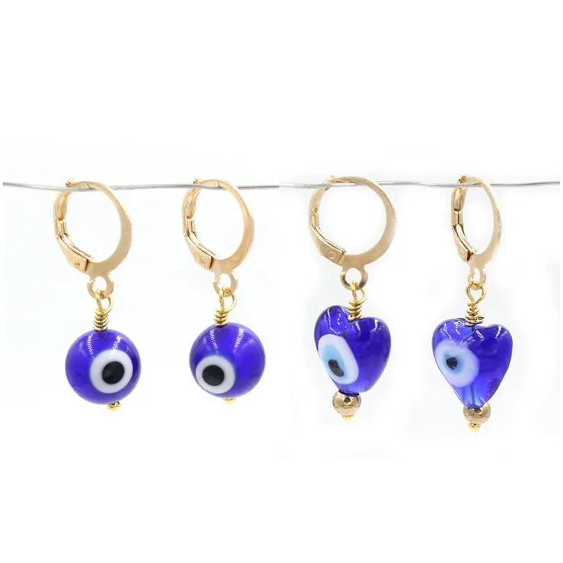 Hoop & Huggie Wholesale Ceramics Lucky Turkish Evil Eye Hoop Earrings Family Protection Earring For Women Kids Spiritual Jew Dhgarden Dhiw6