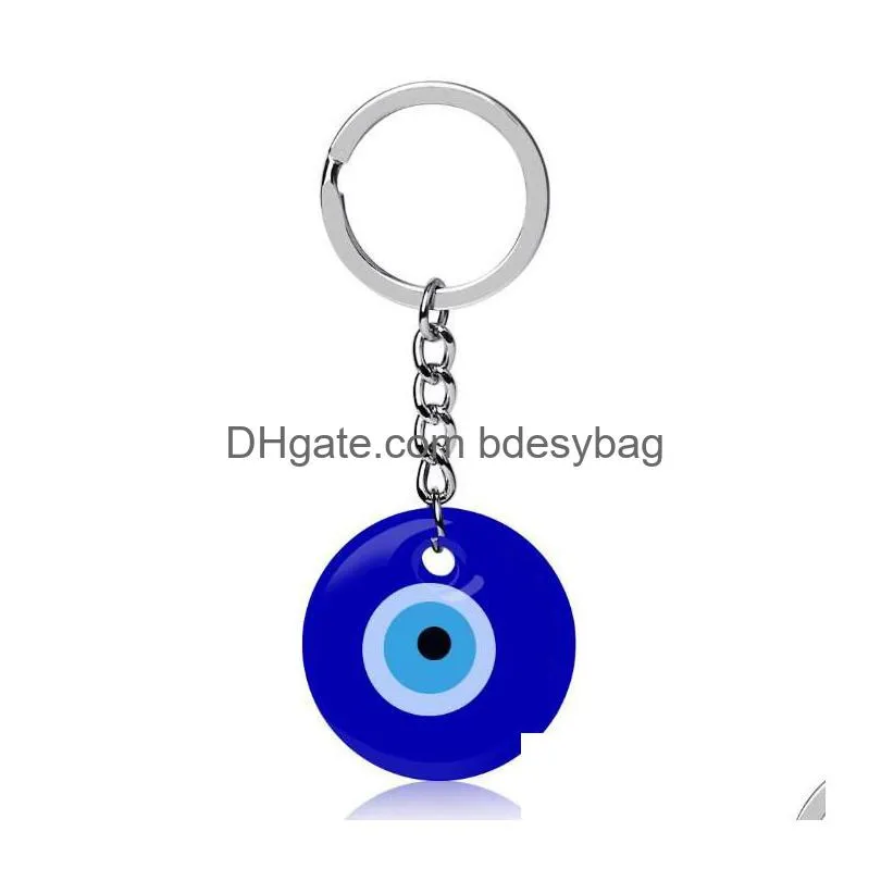 Key Rings Turkish Blue Evil Eye Key Rings Keychain Charms Pendants Crafting Glass With Keyring Hanging Ornament Jewelry Accessories Am Dhz8I