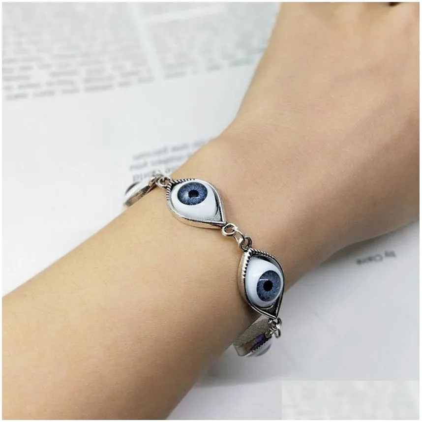 Charm Bracelets Vintage Gothic Demon Eyes Bracelet Femme Punk Evil Eye Bracelets For Women Metal Jewelry Drop Drop Delivery Dhgarden Dhruk