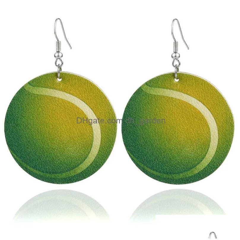 2020 new 3d sports pu leather earrings football basketball baseball fashion dangle earrings for women statement earrings jewelryz