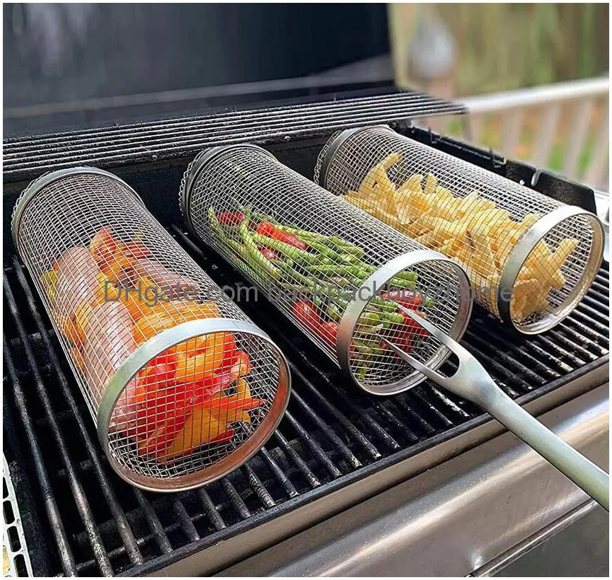 stainless steel barbecue cooking grill grate bbq tools accessories outdoor round bbq campfire grill grid camping picnic cookware barbecue basket