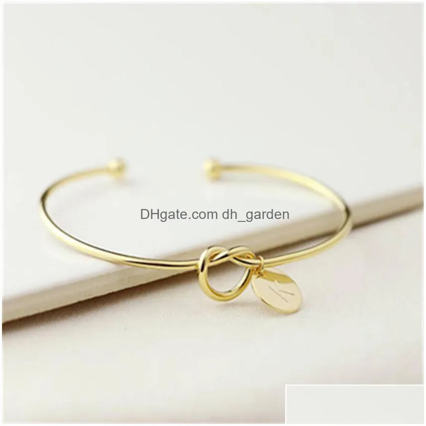 european and american fashion knot bracelet with letter personalized initial knot bracelet bridesmaid wedding gift bracelet