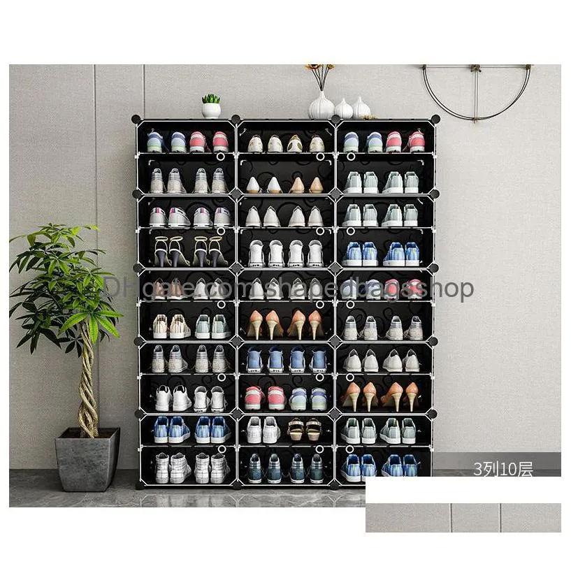 Storage Holders & Racks Us Shoe Rack Large Capacity Boot Storage 12 Cube Organzie Modar Diy Plastic 6 Tier 24-96 Pairs Of Tower Cabine Dhzr1