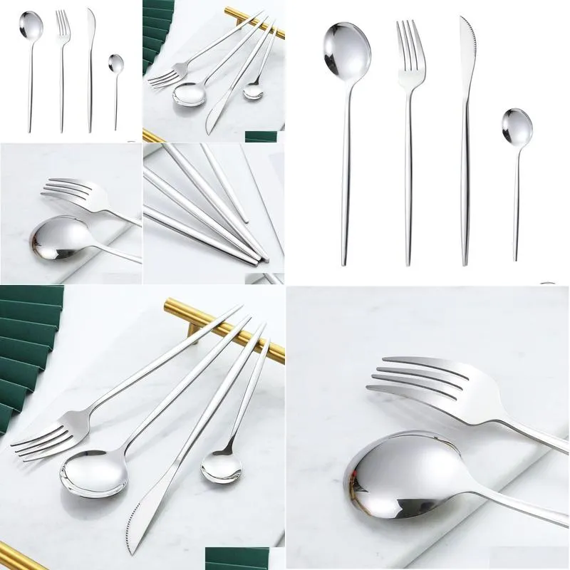 stainless steel 410 tableware set knife fork spoon elegant western style tableware ins style