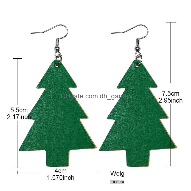 new dangle drop earrings enthic bohemia christmas tree snow deer long leather earrings fashion pu leather earrings for women jewelryz