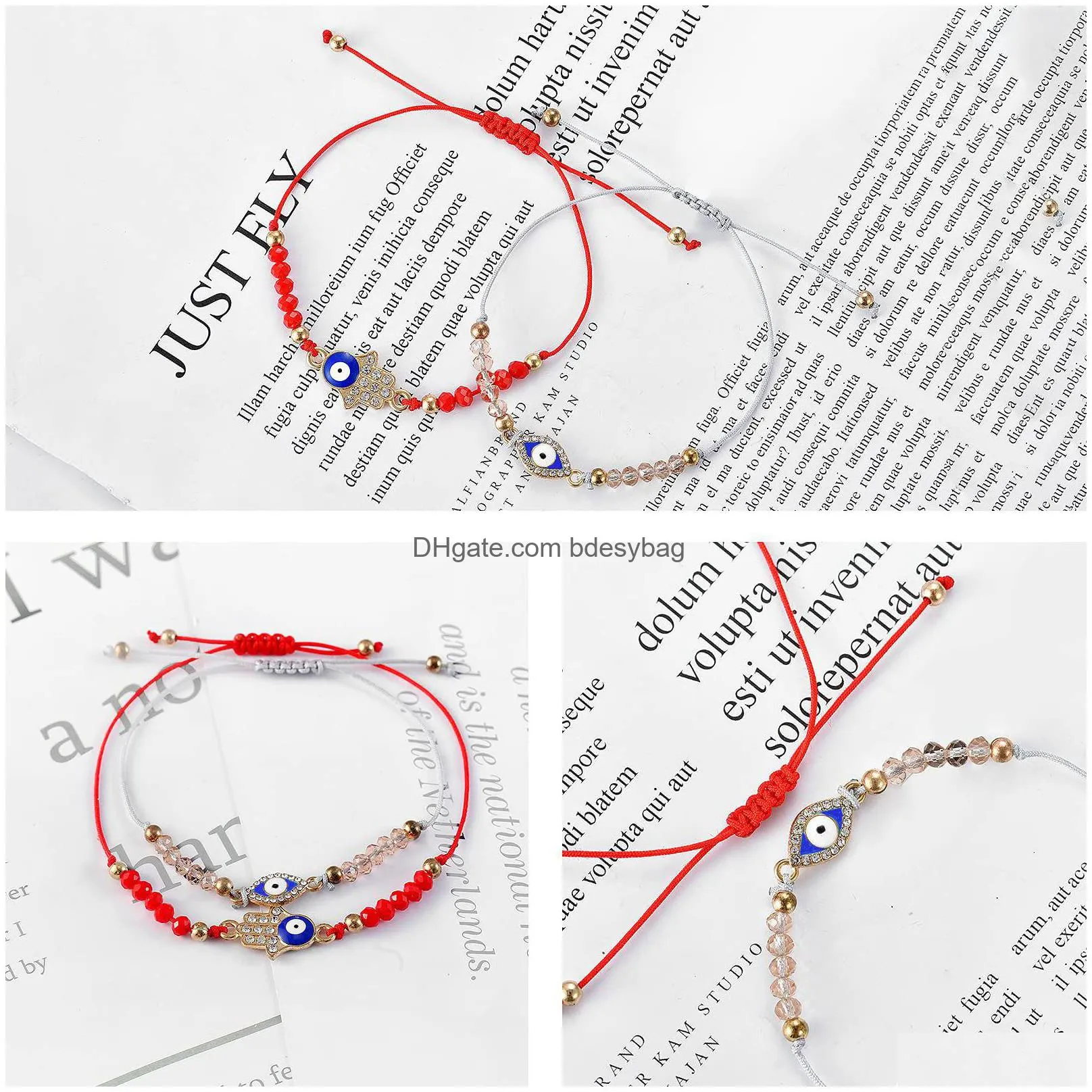 Charm Bracelets 12Pcs/Set Turkey Blue Evil Eye Bracelet Women Handmade Rope Chain Crystal Beads Bracelets Girl Birthday Party Jewelry Dhqin