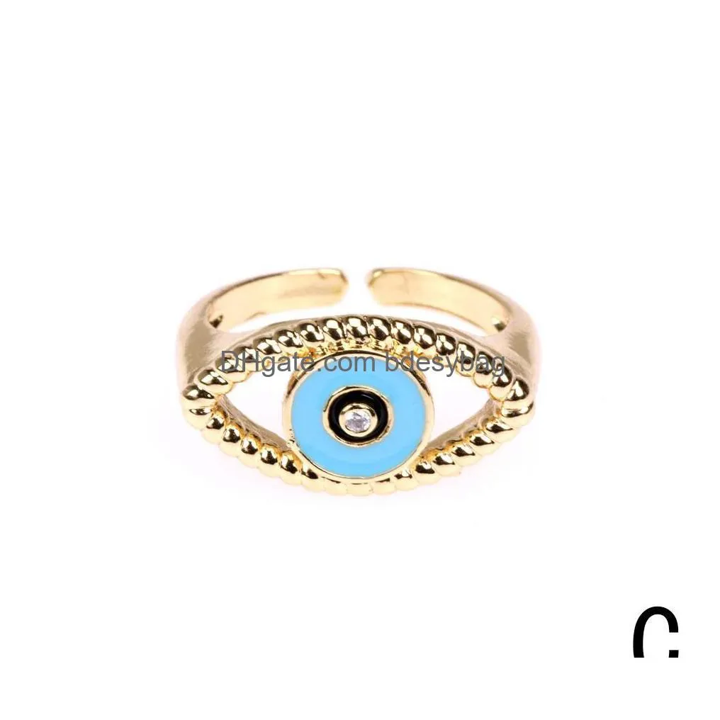 Band Rings 2021 Gold Twisted Chunky Rings For Women Vintage Boho Crystal Evil Eye Female Threads Yin Yang Ring Minimalist Jewelry Drop Dhxcs