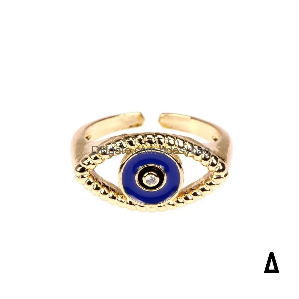 Band Rings 2021 Gold Twisted Chunky Rings For Women Vintage Boho Crystal Evil Eye Female Threads Yin Yang Ring Minimalist Jewelry Drop Dhxcs