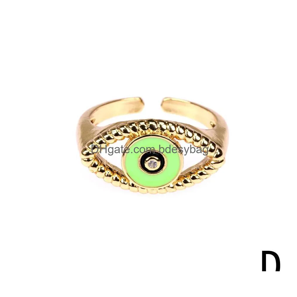 Band Rings 2021 Gold Twisted Chunky Rings For Women Vintage Boho Crystal Evil Eye Female Threads Yin Yang Ring Minimalist Jewelry Drop Dhxcs