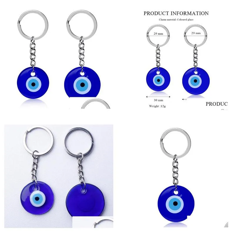 Key Rings Turkish Blue Evil Eye Key Rings Keychain Charms Pendants Crafting Glass With Keyring Hanging Ornament Jewelry Acce Dhgarden Dh3Qj