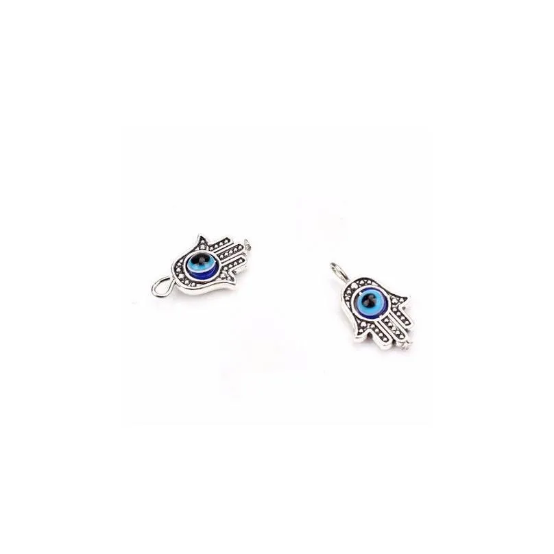 Charms 50Pcs Turkish Hamsa Hand Blue Evil Eye Charms Pendant For Jewelry Making Findings 19X12Mm Drop Delivery Jewelry Jewel Dhgarden Dhr8M