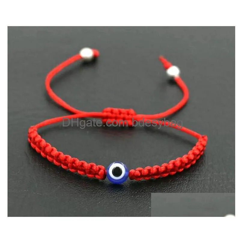 Charm Bracelets Ship 20Pcs/10Set Lucky Red Black String Thread Rope Bracelet Blue Turkish Evil Eye Charm Little Girls Kids Children Br Dhztj