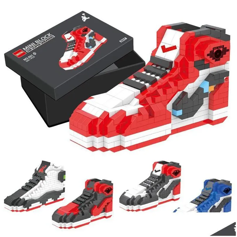 diy mini building block boys sport basketball shoes sneakers model anime buliding bricks toys assembly for blocks toy kids gifts