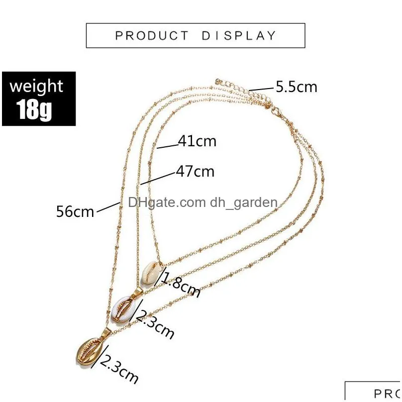 three layers of shell pendant necklace natural shell gold chian women best friend designer necklace 2020 bohemian jewelryz