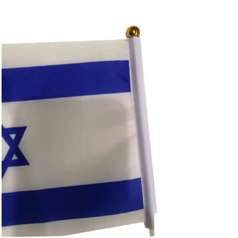 israel flag 21x14 cm polyester hand waving flags israel country banner with plastic flagpoles2128175