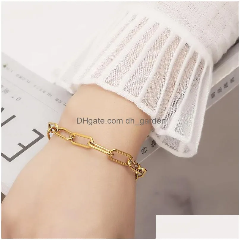 bracelet for women men paper clip link chain trendy stainless steel bracelets wrist bracelets fashion couple jewelry