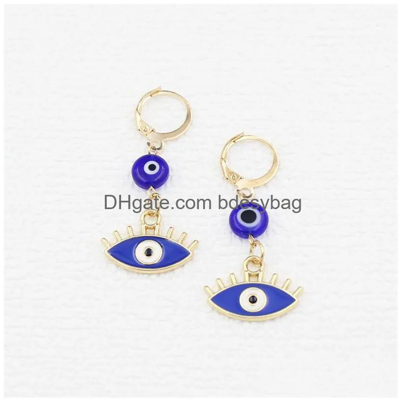 Hoop & Huggie Wholesale Evil Eye Protection Earrings Hie Rhinestone Drop Hoop Valentine Day Mother Gift Drop Delivery Jewelry Earrings Dhuz1