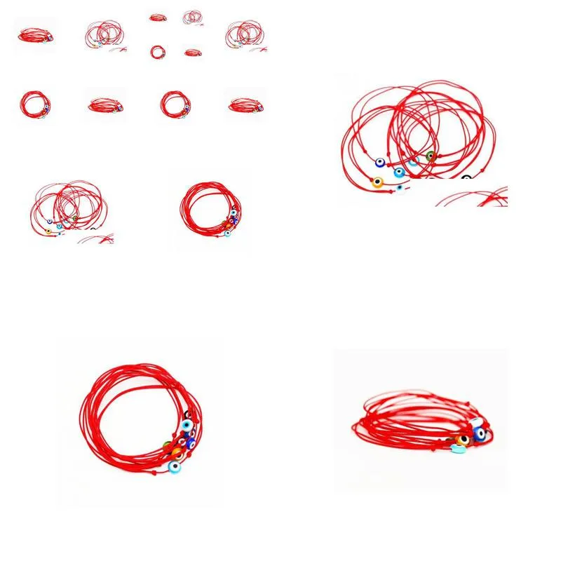 Charm Bracelets Ship 100Pcs Red String Evil Eye Lucky Cord Adjustable Bracelet New Drop Delivery Jewelry Bracelets Dhgarden Dhuyi