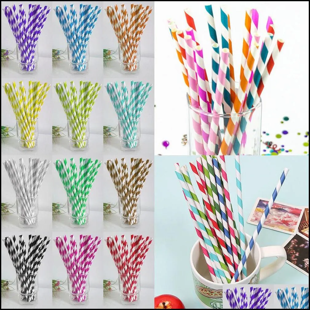 colorful drinking paper straws disposable fast degradable multi color eco-friendly juice straws for summer wedding party