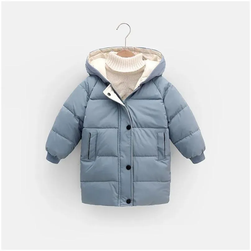  fashion winter kids coats children boys jackets fashion thick long coat girls hooded outerwear snowsuit 2-8y children clothes