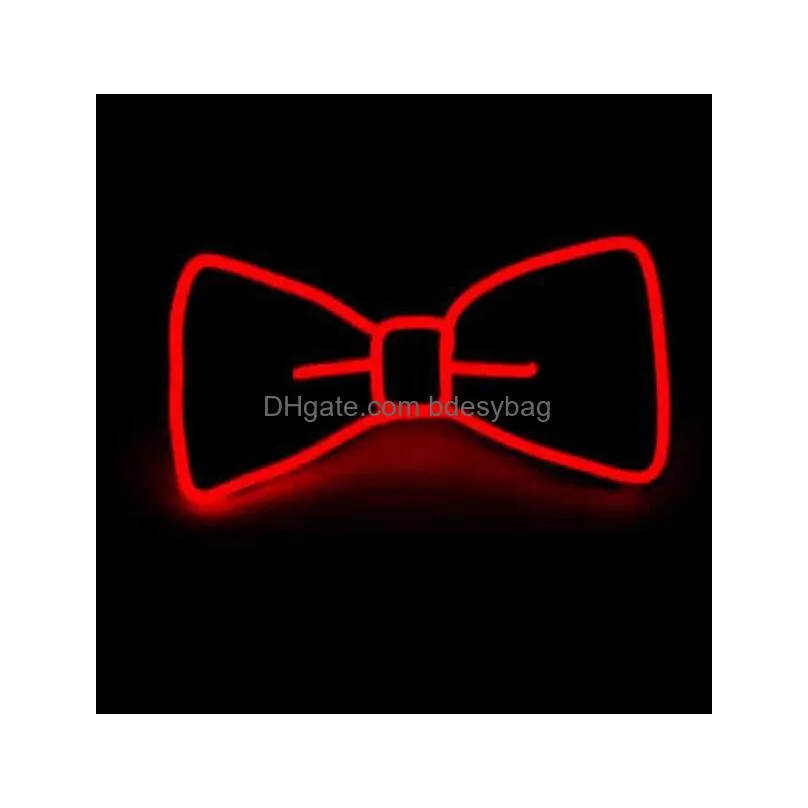 el wire bow tie led light up flashing striped luminous tie for men club cosplay party glowing supplies bar show decor ga468
