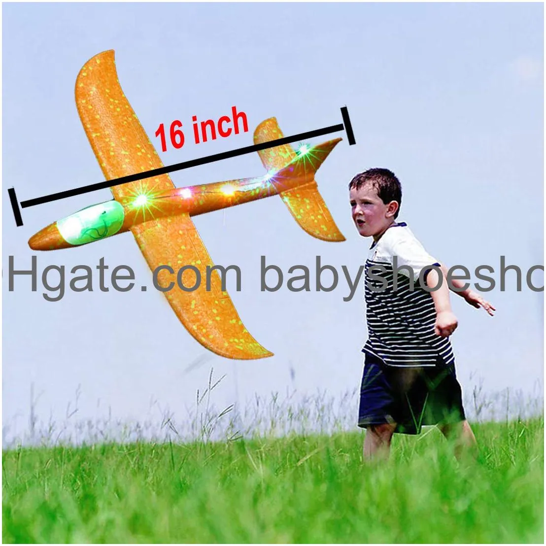 lotiang airplane toys 16 inch manual foam flying glider throwing planes model air plane two flight modes aircraft for boys girls multicolored