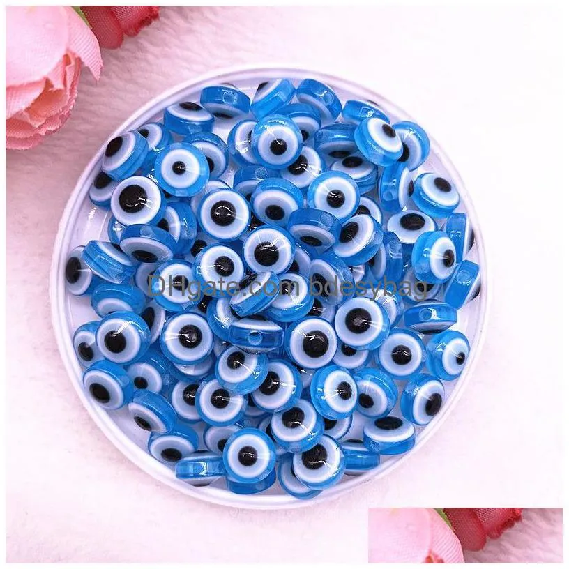 Resin 200Pcs 11Mm Oval Shape Spacer Beads Evil Eye Stripe Resin For Jewelry Making Bracelet Necklace Charms Drop Delivery Jewelry Loos Dh6Ug